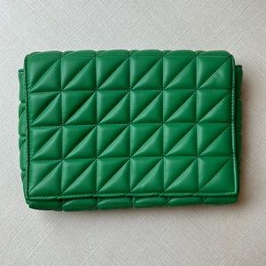 Zara large statement green envelope clutch bag , used once only!